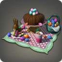 Gâteau au chocolat avec ses œufs décorés