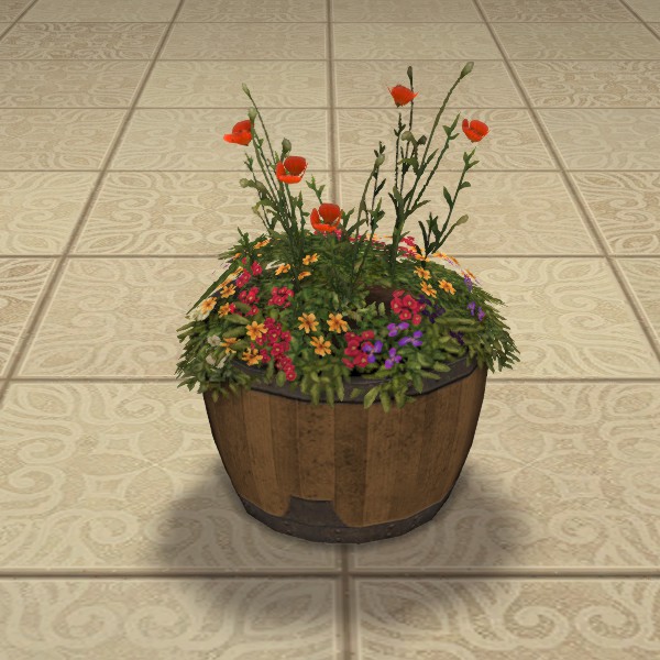 Jardinière bas-tonneau en chêne
