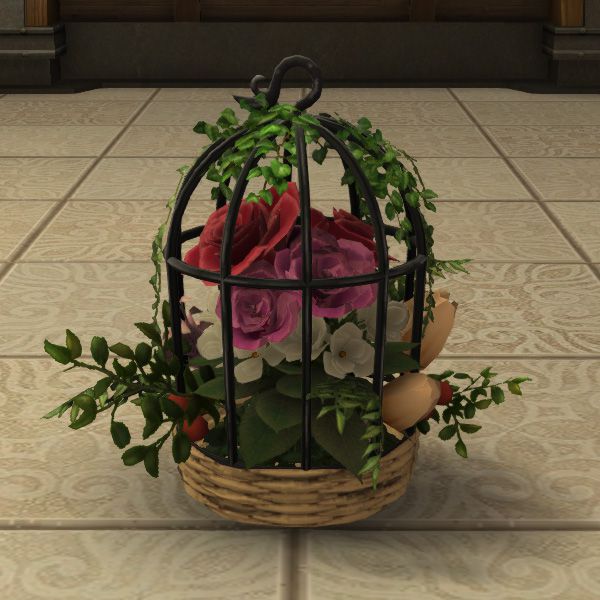 Cage ornée de fleurs